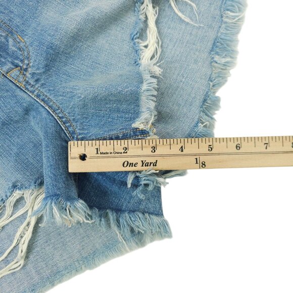 KanCan Isabelle Ultra High Rise Mom Shorts Womens XL Light Wash Distressed Denim - Picture 5 of 13